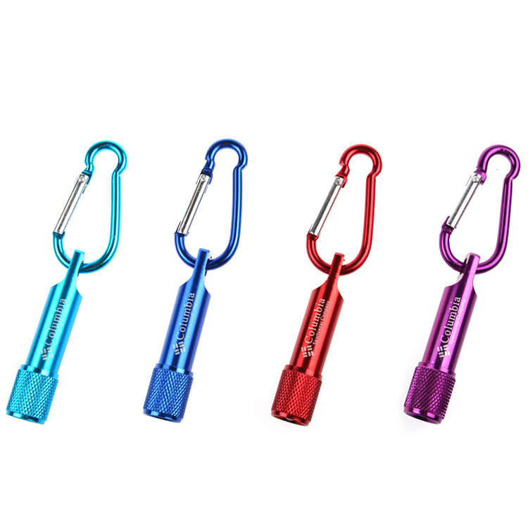 Logo engraved high quality metal key chains aluminum material torch keyrings with led flashlight for promotional gifts