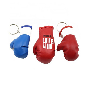 cheap promotional gifts keychain logo printed pu custom mini boxing key chains