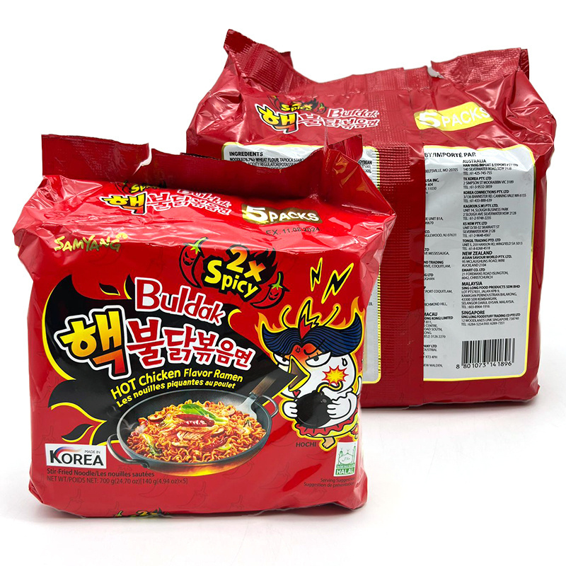 Best Selling SAM-YANG Double Spicy Hot Chicken Flavor Ramen 140g x 5 One of Spiciest and Hottest Korean Noodles.