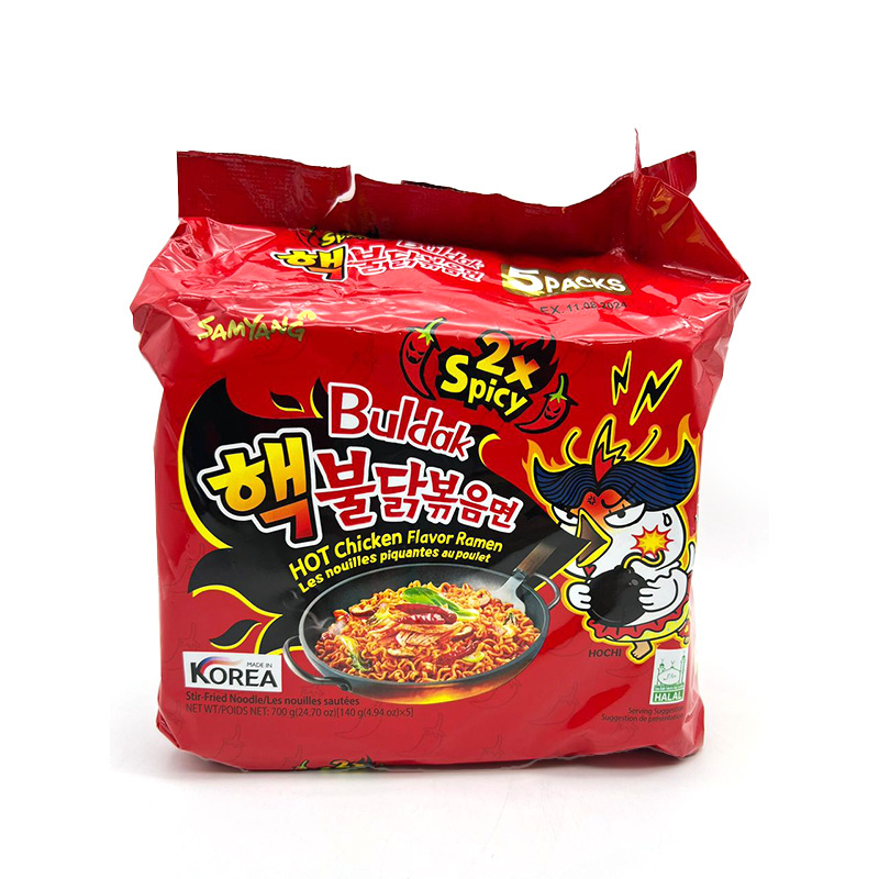 Best Selling SAM-YANG Double Spicy Hot Chicken Flavor Ramen 140g x 5 One of Spiciest and Hottest Korean Noodles.