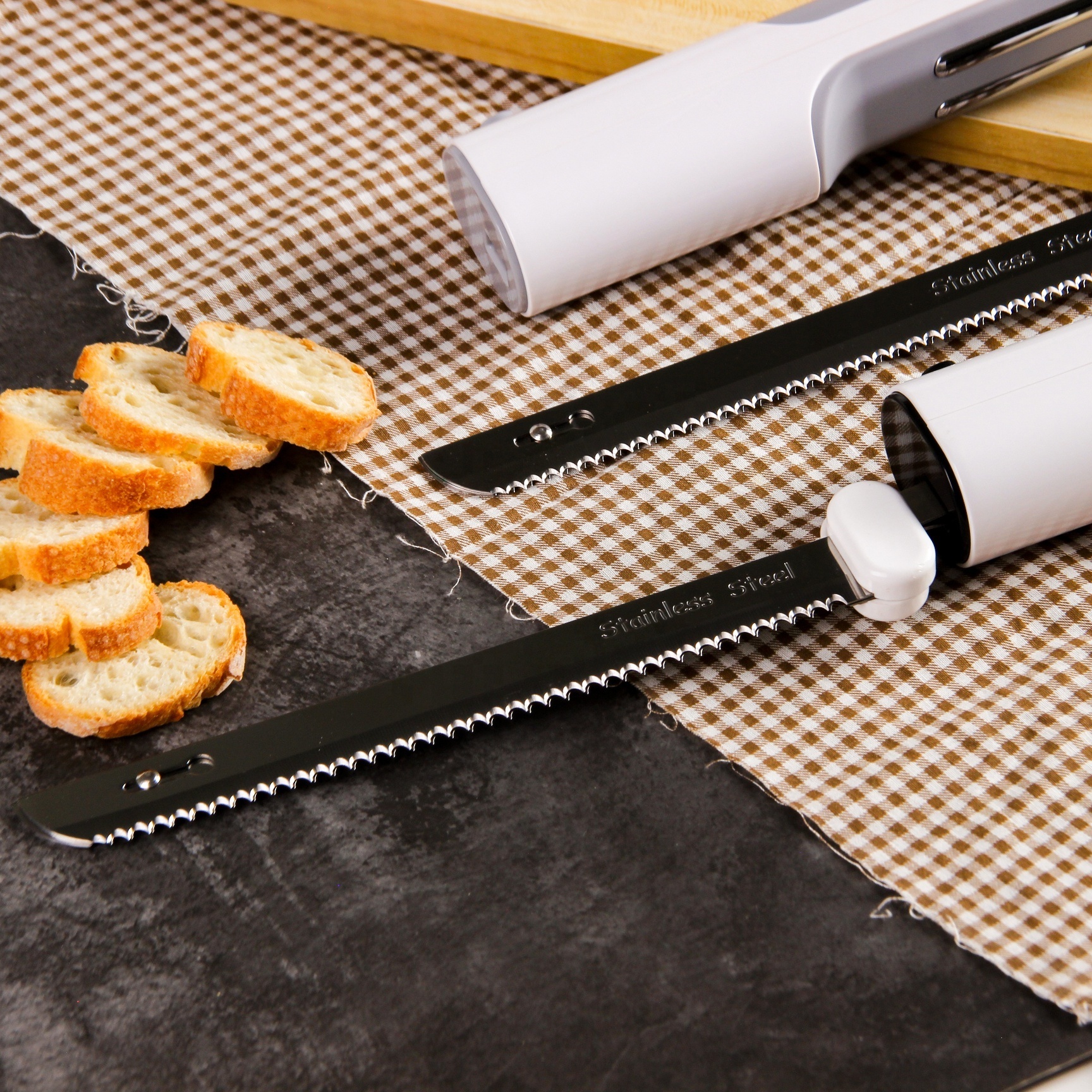 USB Chef Knives Rechargeable Kitchen Knife Electric Stainless Steel Two Blades Ham Slicing Carving Cutting Sourdough Bread Knife