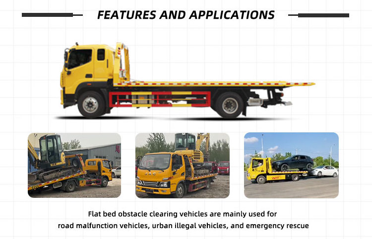 Heavy Flat bed tow truck Howo platform  7 m 8 ton 10 ton flatbed underlift tow truck Metro roadside rescue wrecker tow truck m