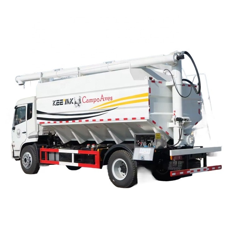 Dongfeng 4*2 Cummins engine cement bulk feed truck 25cbm tank capacity  3 warehouses for delivery animal feed  wood pellets