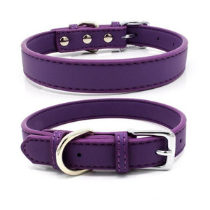 Pet supplies Quality PU leather microfiber flat dog pet collar for small medium large dog training collar dog accessories