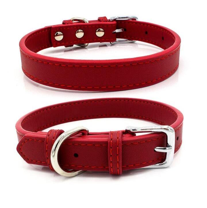 Pet supplies Quality PU leather microfiber flat dog pet collar for small medium large dog training collar dog accessories