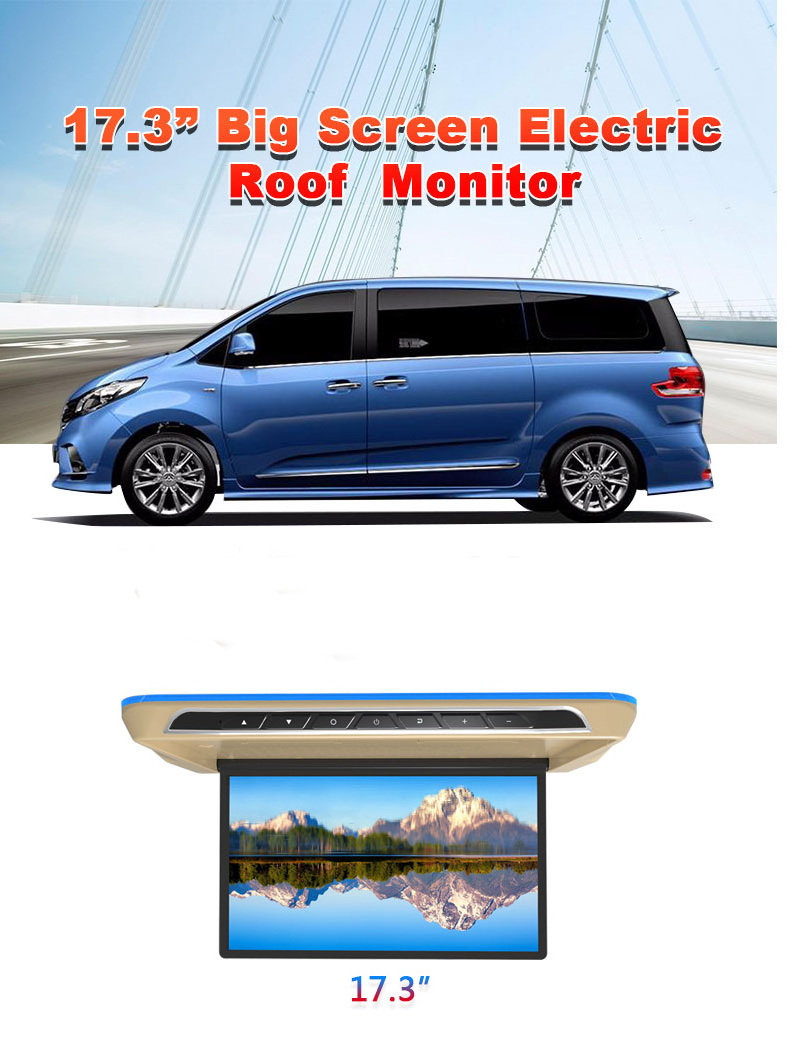 New Universal flip down monitor Electric Auto IPS Wifi Car Roof Mounted Lcd Monitor Roof TV Android 3+32G DC 12V