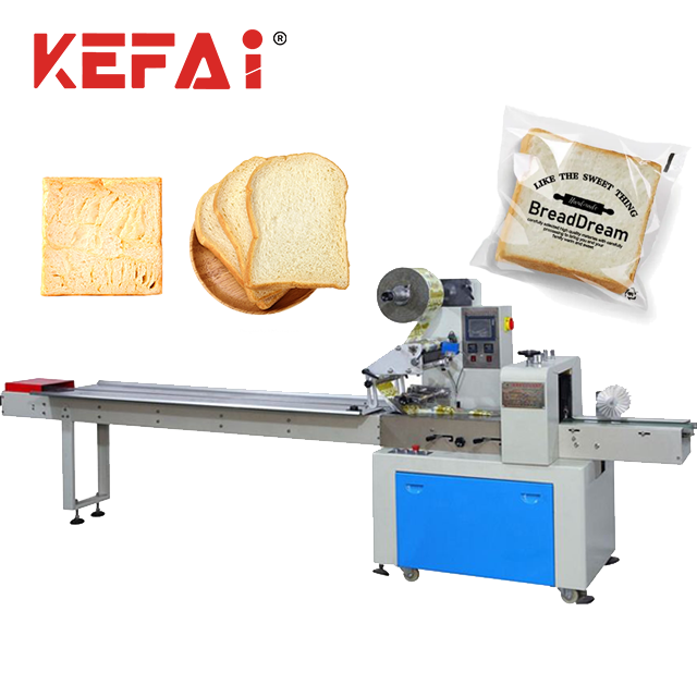 KEFAI Automatic Backery Toast Bread Pouch Packing Machine Horizontal Plastic Film Flow Bread Toast Bagging Machine