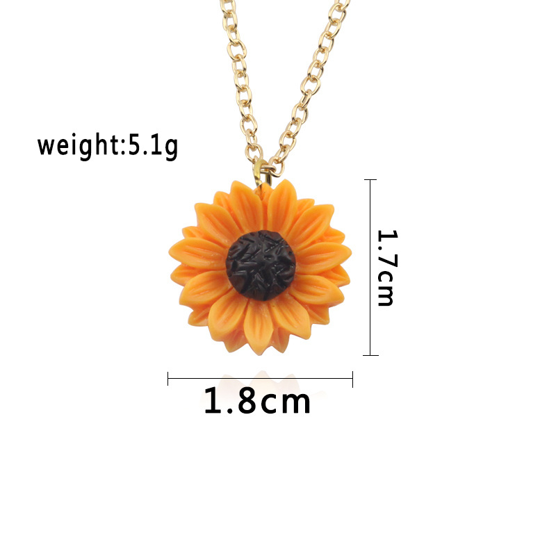 New Gold Color Chain 15mm 18mm 25mm Resin Flower Collar Sunflower Pendant Necklaces For Women