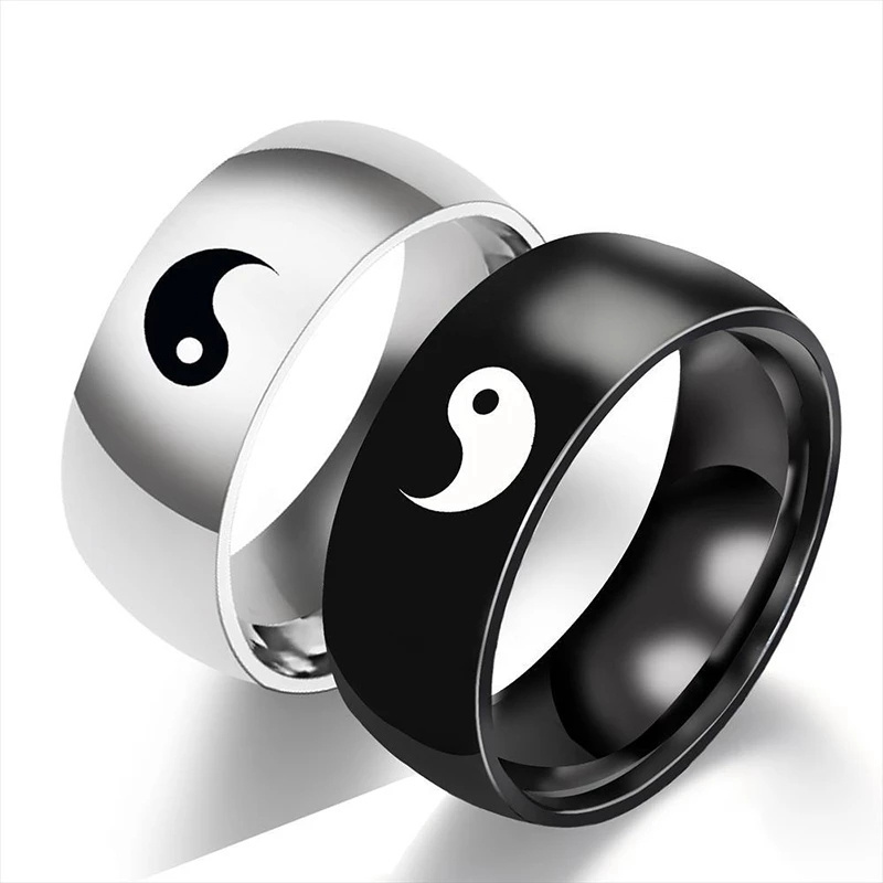 Creative Chinese Style Tai Chi Rings For Men Women Fashion Yin Yang Gossip Punk Couple Accessories Jewelry Gifts For Friends