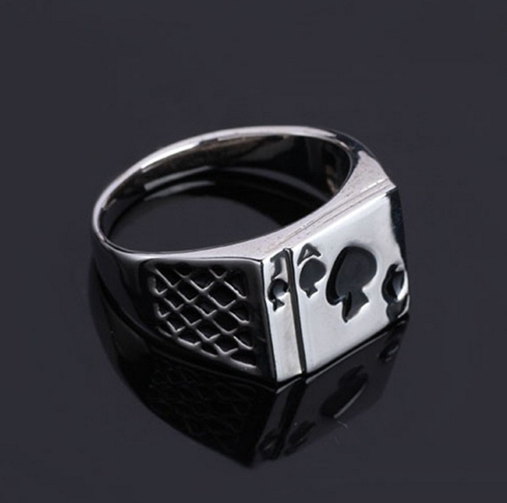 Kefeng Jewelry Personality Poker Ring Spades A Playing Card Ring Wholesale Promotional