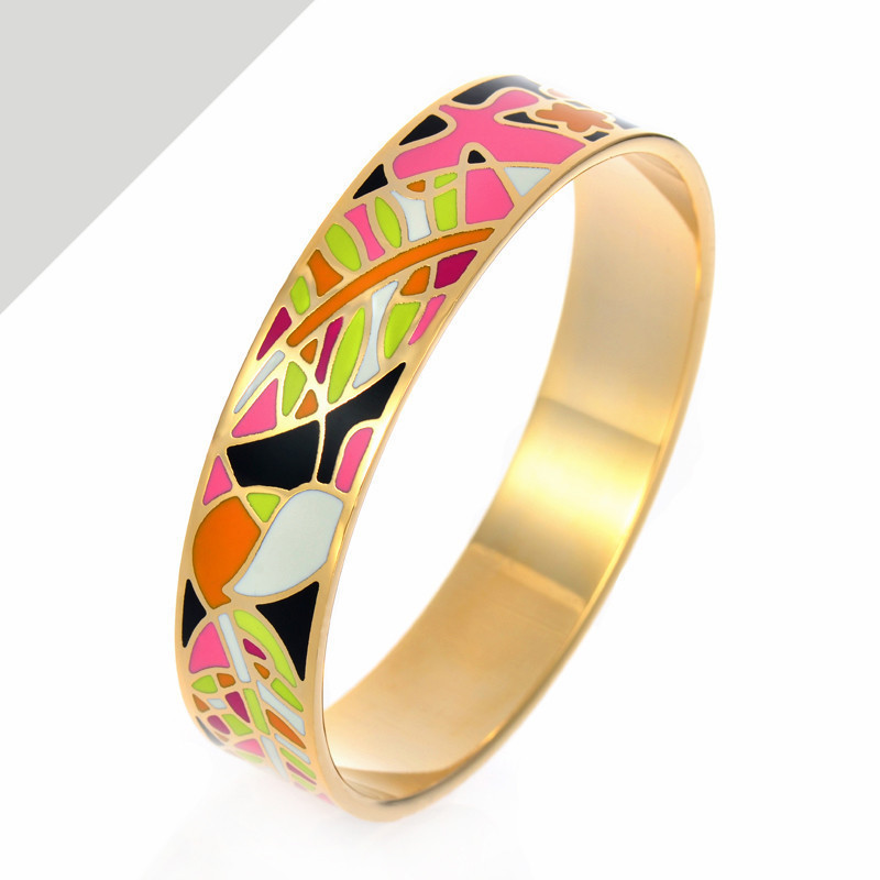 Surgical Stainless Steel Bangles Ethnic Colorful Enamel Cloisonne Bangles Women Gifts Bracelets