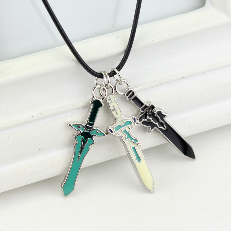 Sword Art Online Necklace SAO Kirigaya Kazuto Kirito Yuuki Asuna Elucidator Dark Lambent Light Rapier Pendant Jewelry