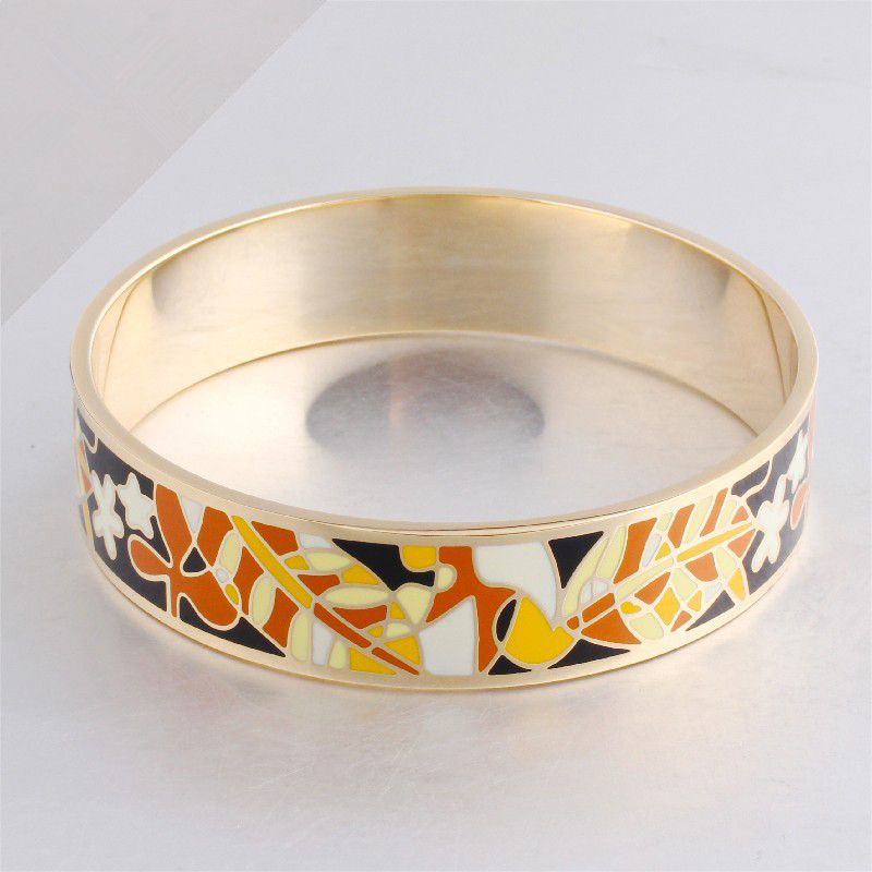 Surgical Stainless Steel Bangles Ethnic Colorful Enamel Cloisonne Bangles Women Gifts Bracelets