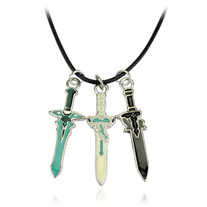 Sword Art Online Necklace SAO Kirigaya Kazuto Kirito Yuuki Asuna Elucidator Dark Lambent Light Rapier Pendant Jewelry