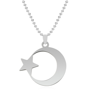 Moon Star Necklace for Men Women Spiritual Islamic Muslim Amulet Pendant Turkish Religious Jewelry Stainless steel