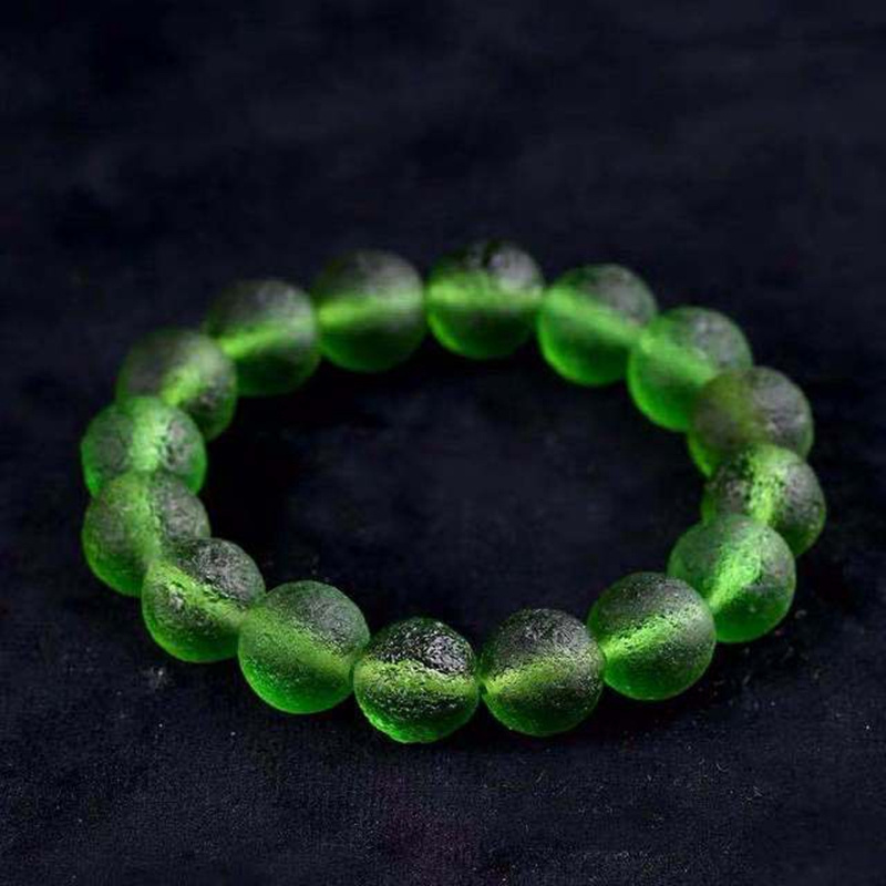 8mm Natural Meteorite Bracelet Energy Jewelry Green Peridot Woman Man Czech Moldavite Stone Stretch Buddha Bracelet Wholesale