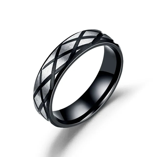 Black Silver Color Stainless Steel Cool Tire Rings for Men Hip Hop Punk Biker Ring Geometric Striped Rings