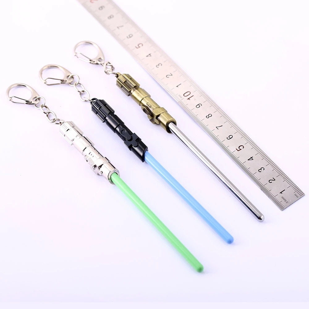 1 PCS Cosplay Toys War Star Metal Keychain Lightsaber Light Saber Telescopic Key Ring Figure Toys