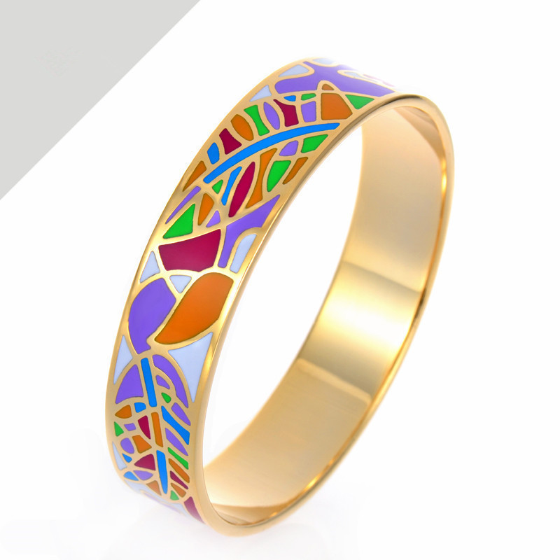 Surgical Stainless Steel Bangles Ethnic Colorful Enamel Cloisonne Bangles Women Gifts Bracelets