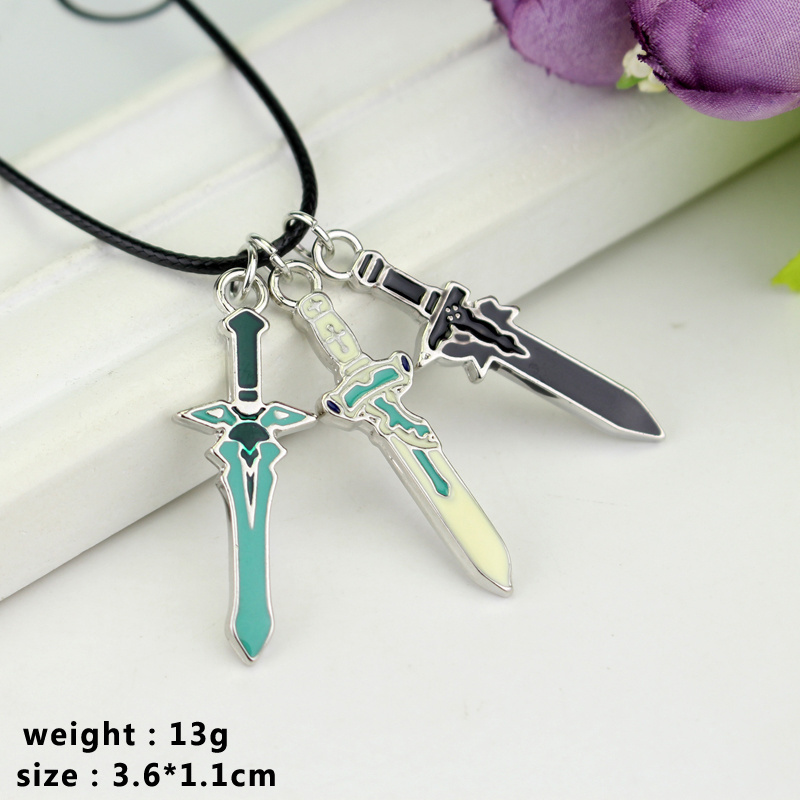 Sword Art Online Necklace SAO Kirigaya Kazuto Kirito Yuuki Asuna Elucidator Dark Lambent Light Rapier Pendant Jewelry