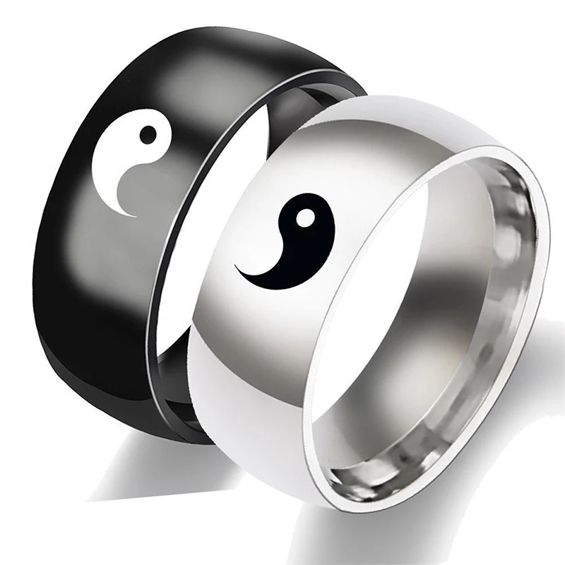 Creative Chinese Style Tai Chi Rings For Men Women Fashion Yin Yang Gossip Punk Couple Accessories Jewelry Gifts For Friends