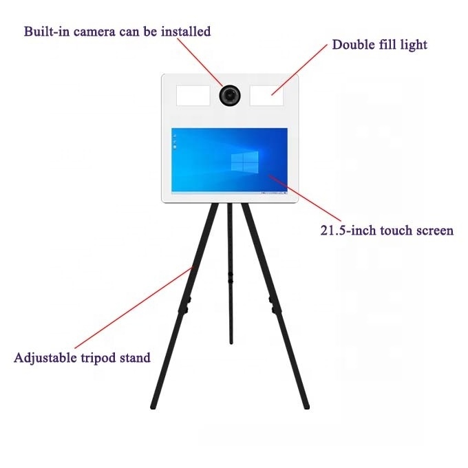 Tripod Camera Photo Booth 21.5'' Touch Screen Inside DSLR Photo Booth Shell with Flash Self Service Photo Booth For Party