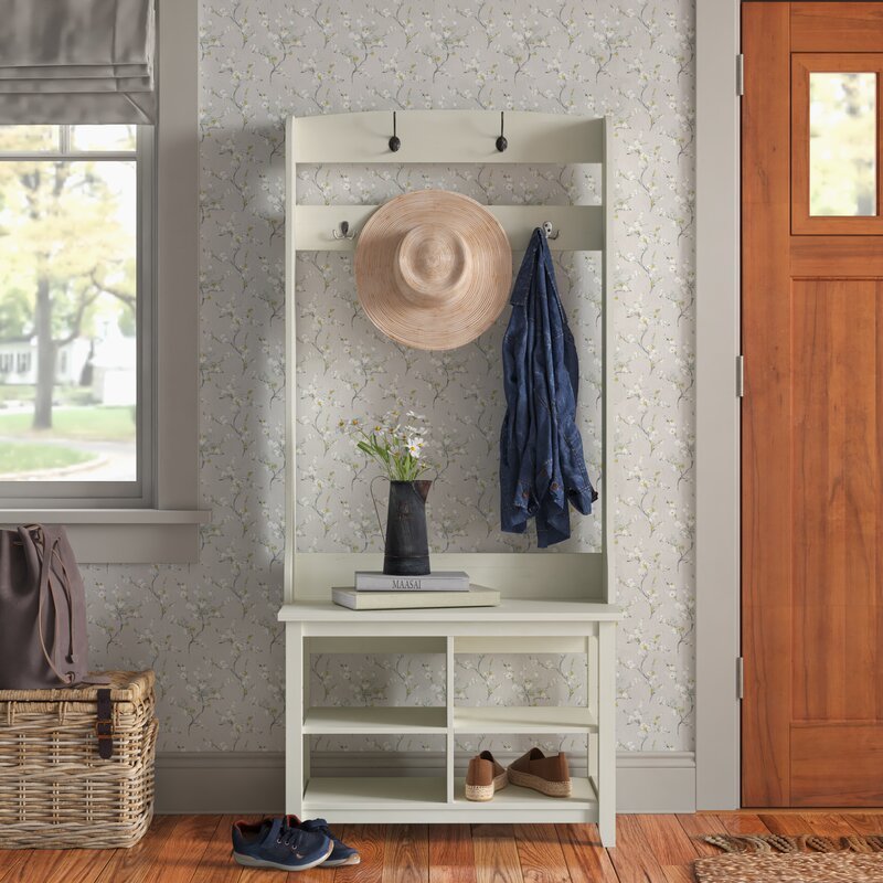 Farmhouse Storage Cabinet Multi-functional Hallway Shelf 3-in-1 Entryway Hall Tree Coat Rack