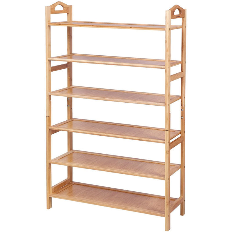 6 floor entrance bamboo frame shoe rack storage stable and durable portable bamboo shoe rack