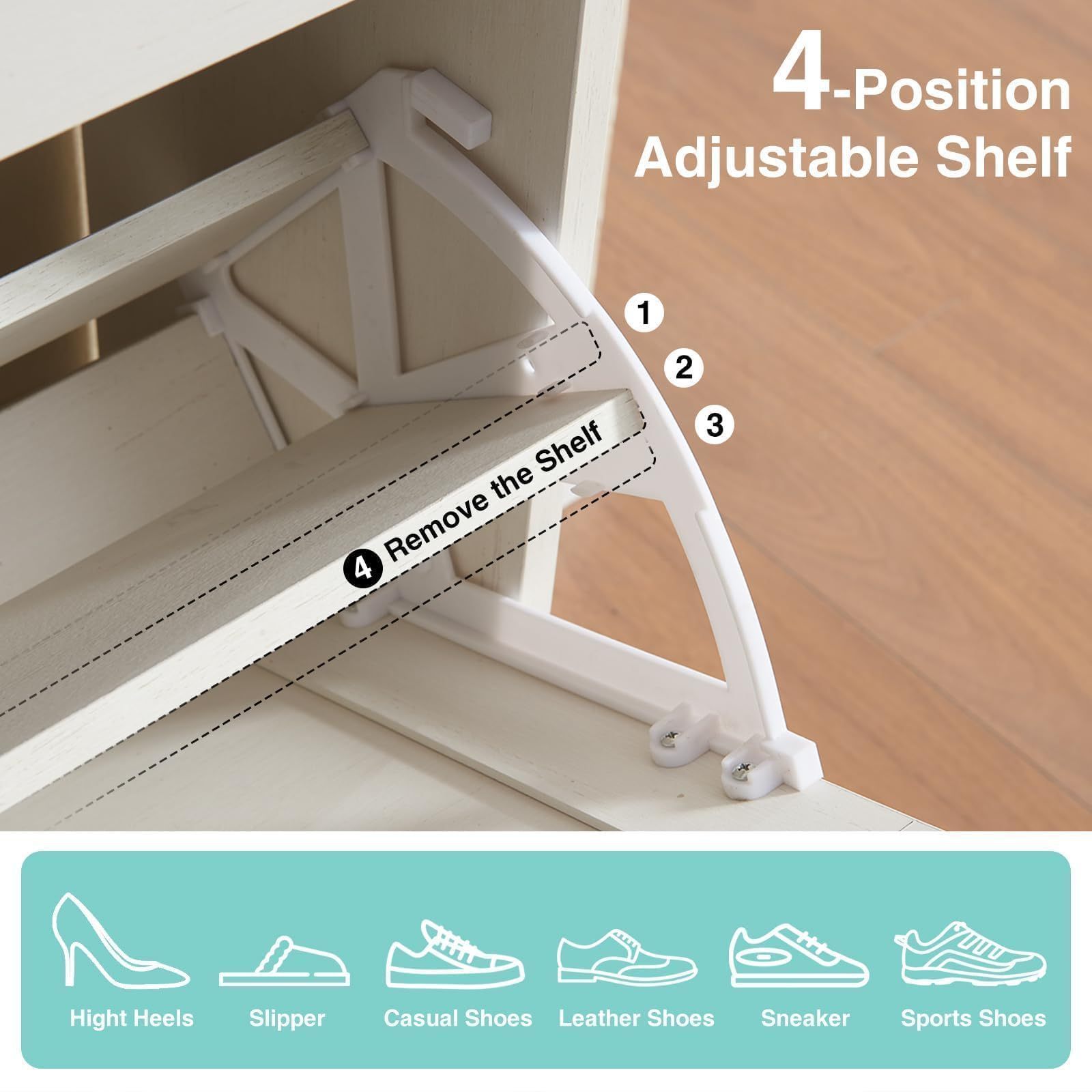 Farmhouse Shoe Organizer Storage Freestanding Hidden Slim Narrow Shoe Cabinet for Entryway