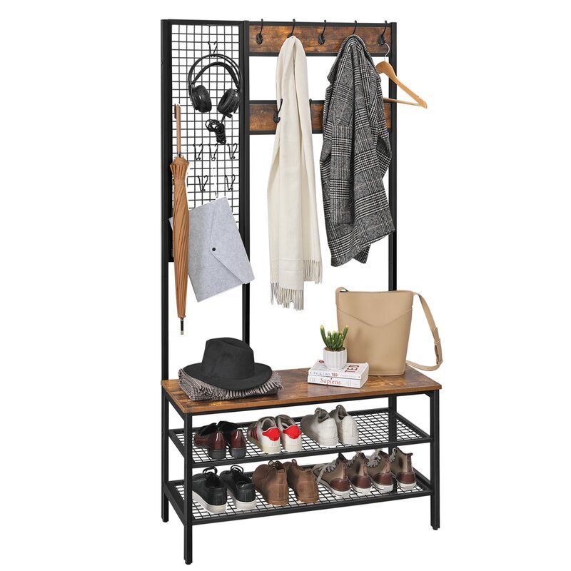 Modern 4-in-1 Design Hall Tree with Storage Bench Coat Rack for Floor Stand Entryway