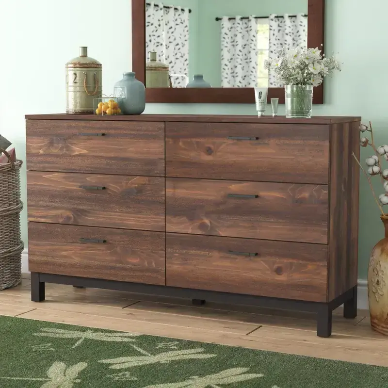 Farmhouse Furniture 6 Drawer Storage Dresser Double Dresser Modern Wood dresser for bedroom