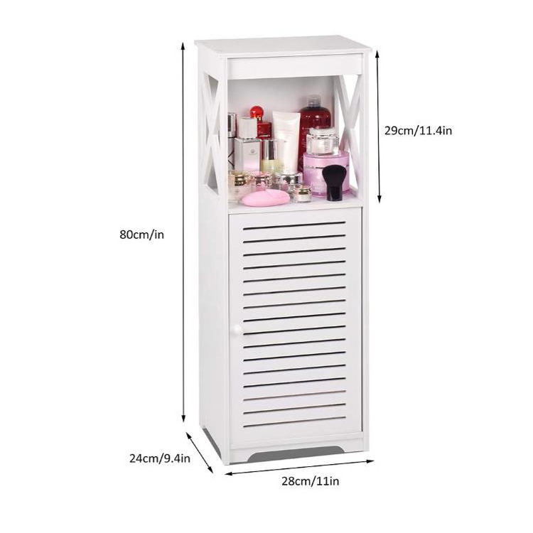 White Bathroom Storage Shelf Organizer Cupboard with Daily use Layer