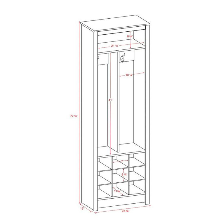 High Bench Wood Coat Rack Stand Entryway Hall Tree  with Storage Sub-box