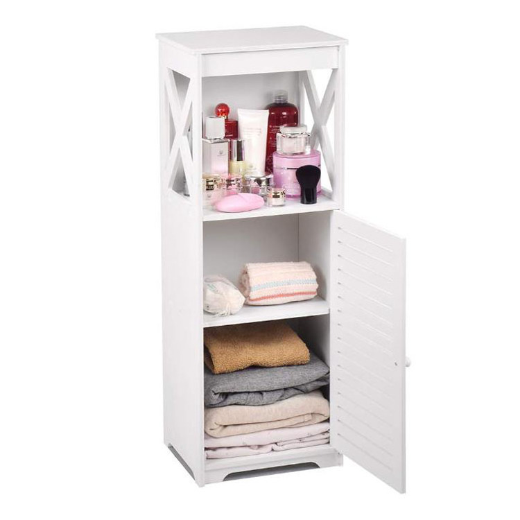 White Bathroom Storage Shelf Organizer Cupboard with Daily use Layer