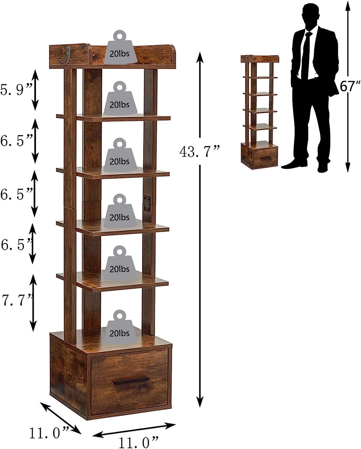 6 Tiers Vertical Shoe Rack Entryway Wooden Shoe Cabinet Organizer Shoe Rack