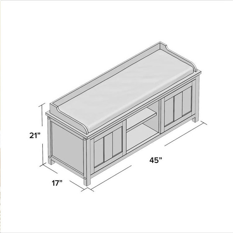 Wood corner wall shoe rack bench  with soft cushion