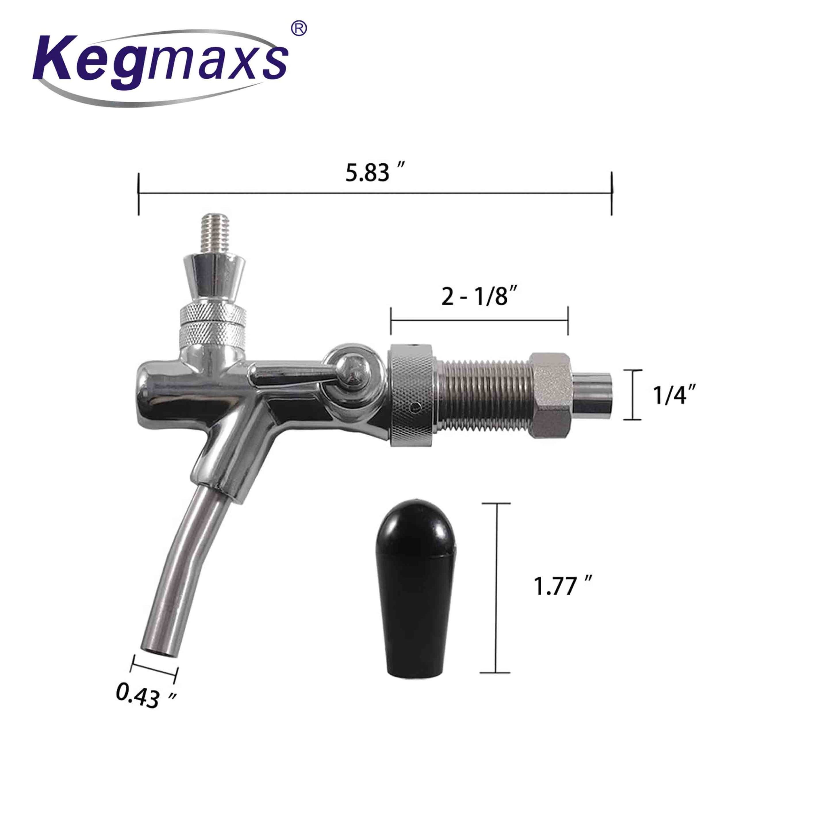 Kegmaxs Adjustable Beer Faucet Beer Shank Chrome Tap With Ball Lock Disconnect Liquid for HomeBrewing Cornelius Keg