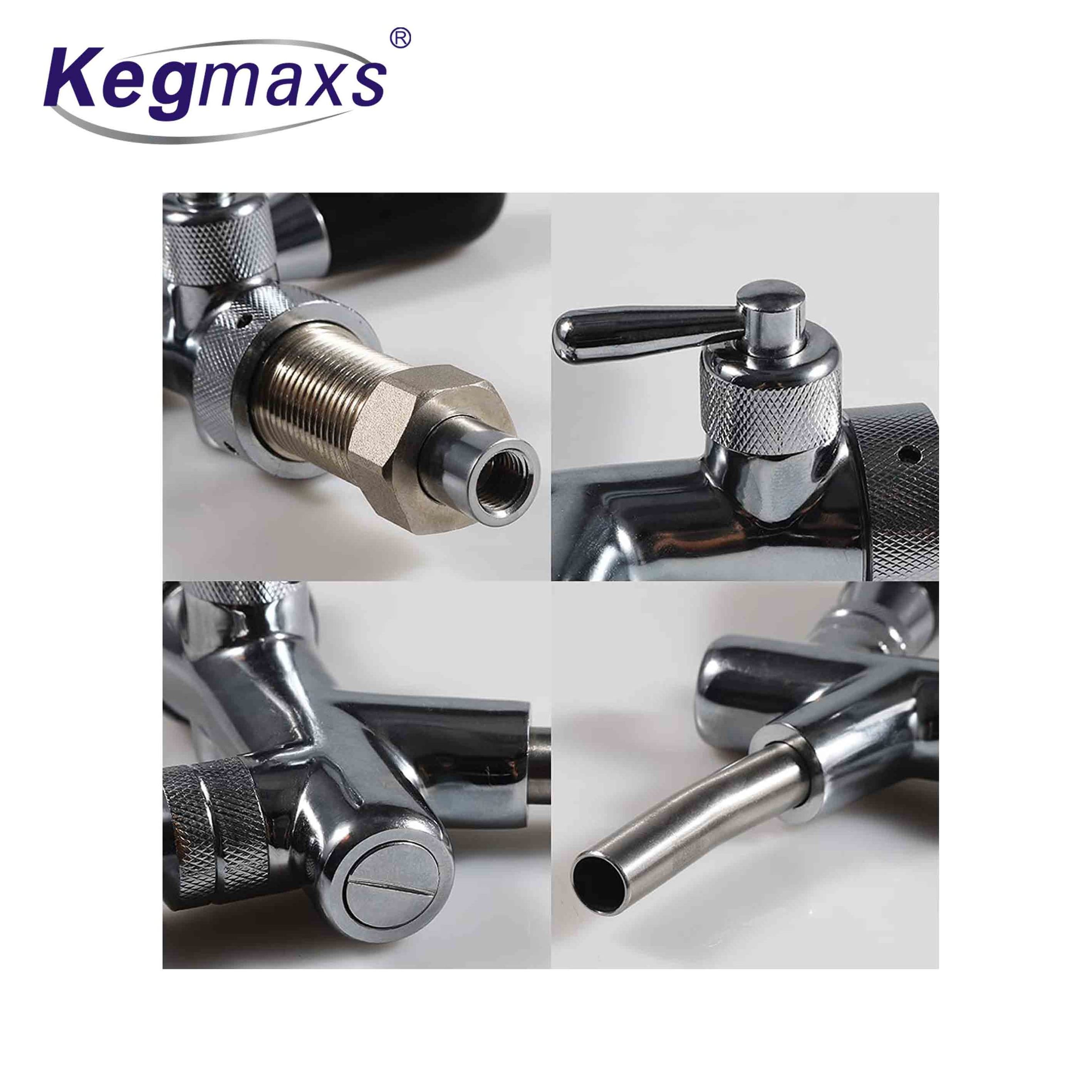 Kegmaxs Adjustable Beer Faucet Beer Shank Chrome Tap With Ball Lock Disconnect Liquid for HomeBrewing Cornelius Keg