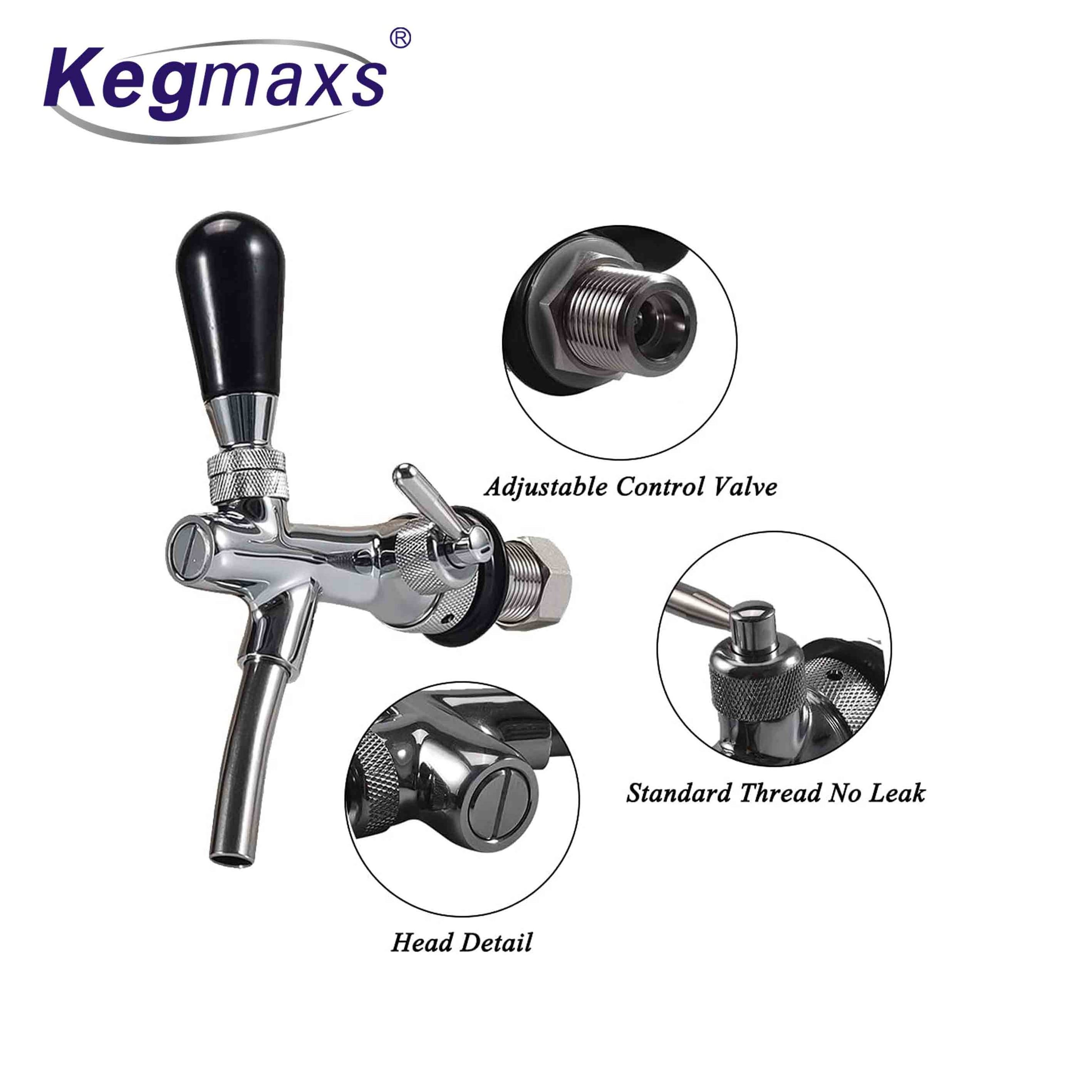 Kegmaxs Adjustable Beer Faucet Beer Shank Chrome Tap With Ball Lock Disconnect Liquid for HomeBrewing Cornelius Keg