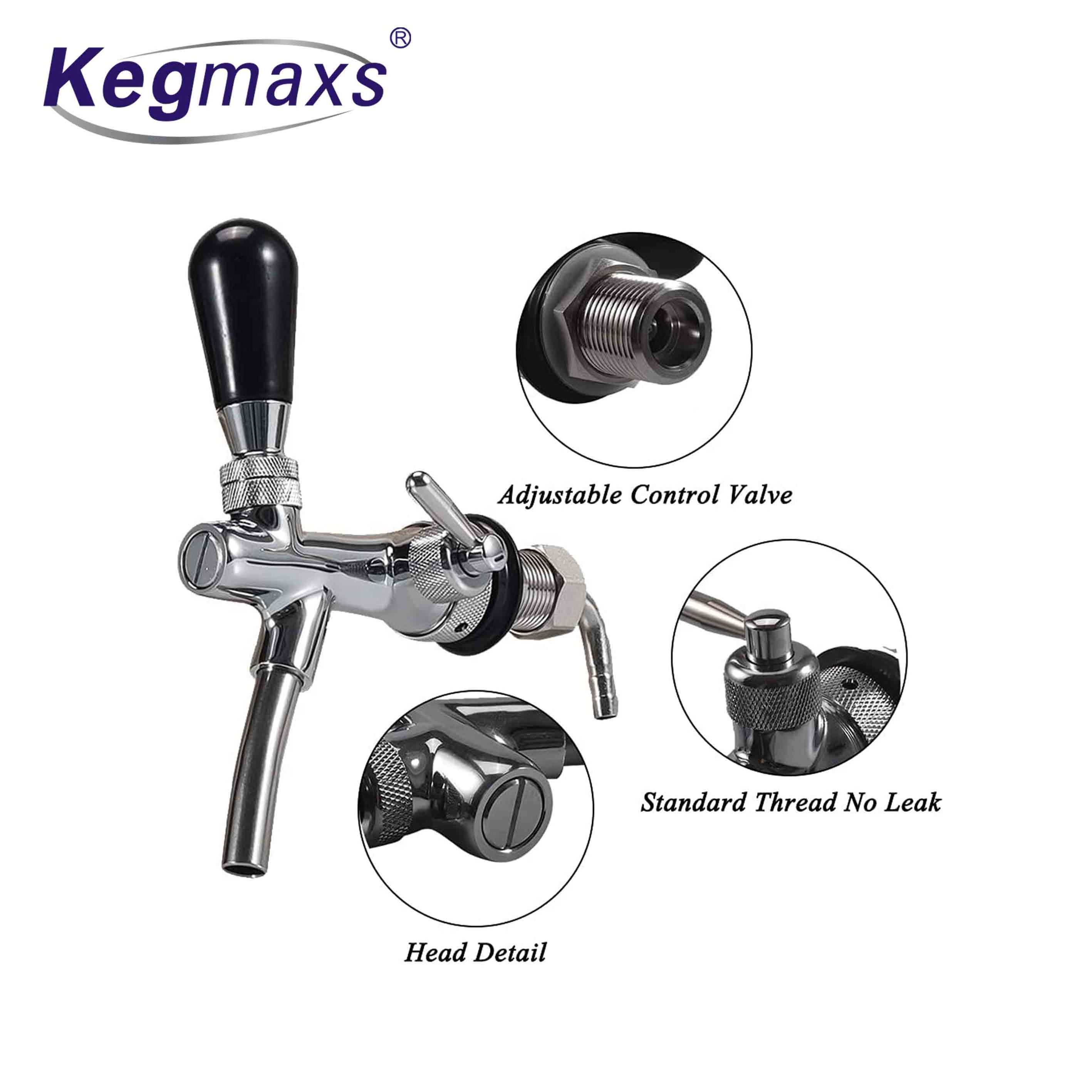 Kegmaxs Beer Adjustable Faucet Include Beer Faucet Flow Controller Chrome Plating Shank G5/8 Tap for Home Brew