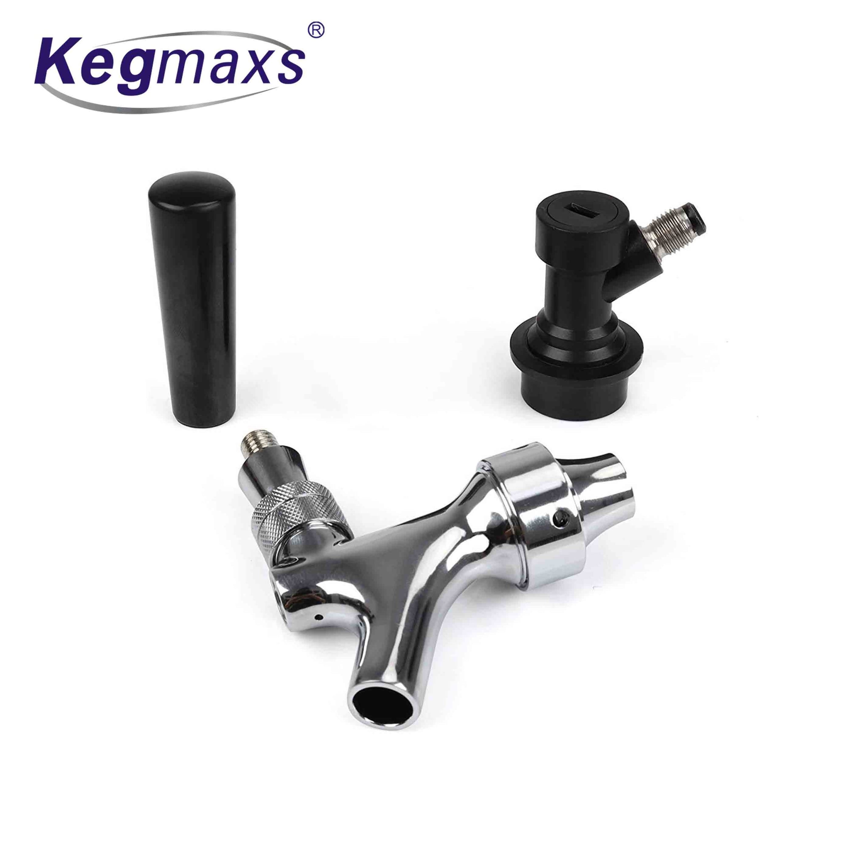 Kegmaxs Stainless Steel 304 Beer keg Tap Faucet with Ball Lock Disconnect Chromed Body for Homebrew