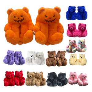 Wholesale designer shoes valentines day fashion winter warm plush teddy bear slippers women