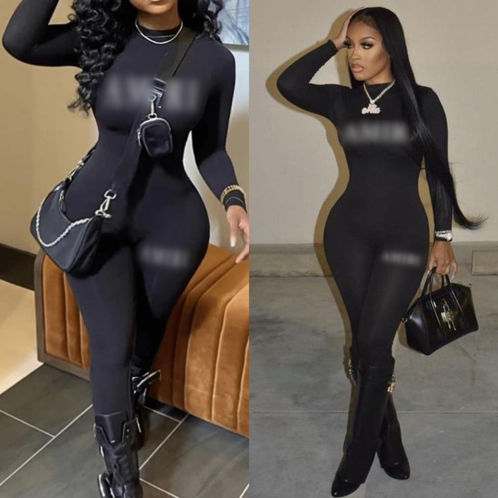 Wholesale designer clothing fashion black jumpsuit one piece bodycon jumpsuit pants women