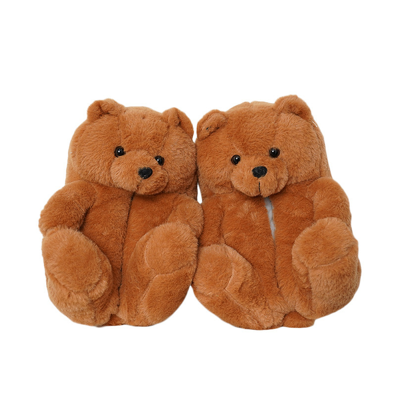 Wholesale designer shoes valentines day fashion winter warm plush teddy bear slippers women