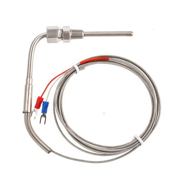 Customized 5*100mm High temperature K/J/PT100 type Flexible Thermocouple Probe with insulated high temperature lead wire