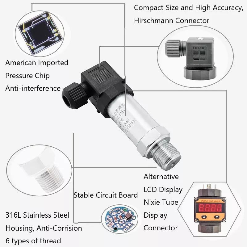 Industrial explosion proof safety 0 10 bar 12v dc 2-wire hydraulic oil water pressure sensor / transducer / pressure transmitter