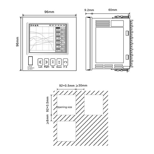 Industrial Universal Digital 12/16/24/32 Multi Channel USB RS485 Modbus Output Data Logger 6 Channel Paperless Recorder