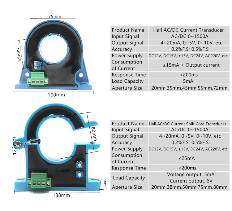 0-75mV 0-1000V RS485 / 4G / Output Transducer AC Voltage Current Transmitter Sensor voltage to current transmitter 0-24v