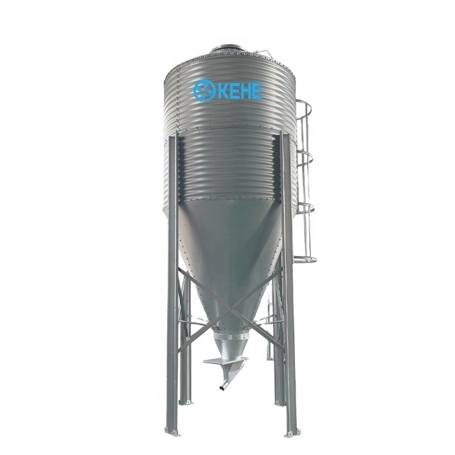 KEHE 275g Galvanized Chicken Feed Silo Tank Automatic Hopper Feeding Silo for Poultry Farms