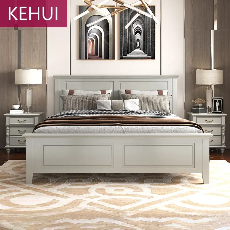 KEHUI wood bed frame designs room set king size pictures with storage modern furniture simple teak sleigh dress solid wood bed